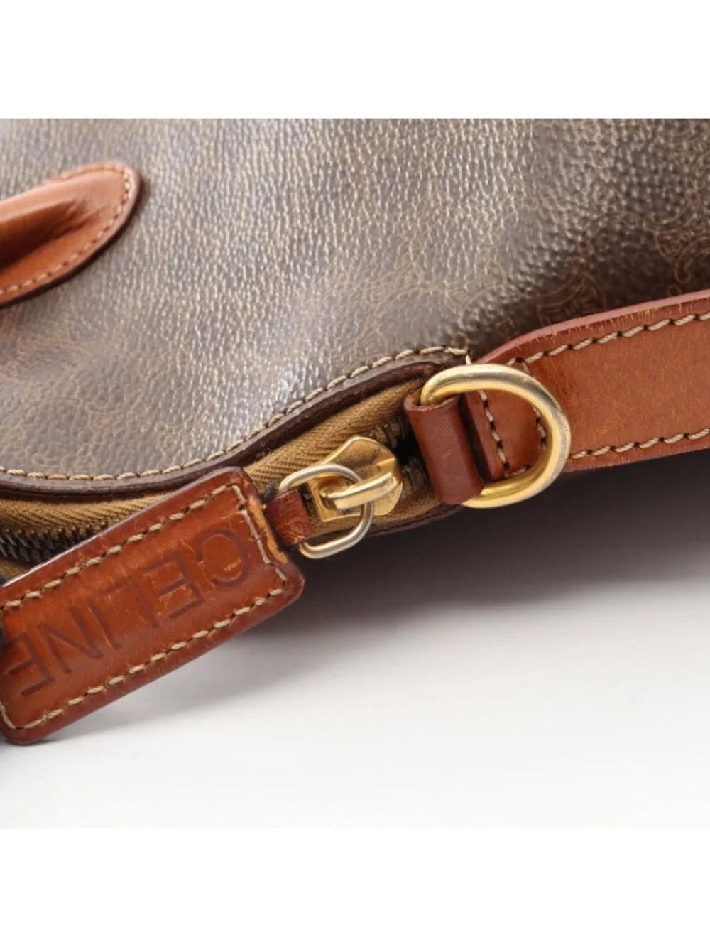 Celine Handbag Macadam Brown Canvas Leather